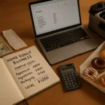 Home donut business startup costs chart with budget breakdown for home bakery setup